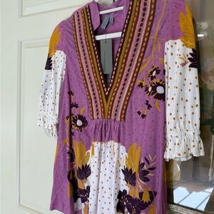 Anthropologie Purple and Pink Textured Top